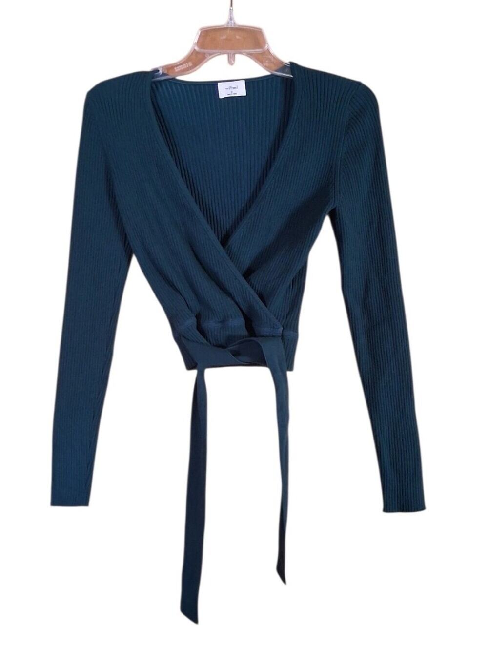 Wilfred All Tied Up Ribbed Long Sleeve Sweater Green Size Medium
